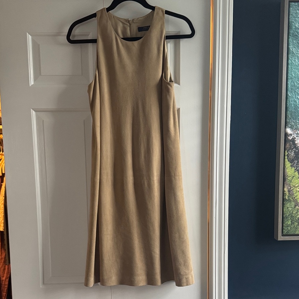 Polo Ralph Lauren Butter Soft Goat Suede Shift Dress In Palomino Tan
